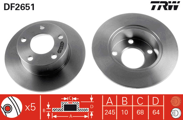 Tarcza hamulcowa DF2651 TRW
