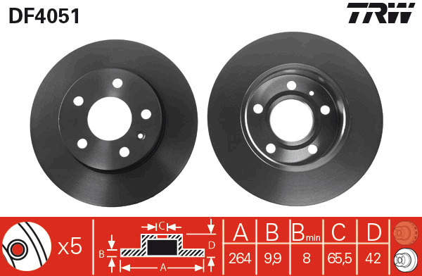 Tarcza hamulcowa DF4051 TRW
