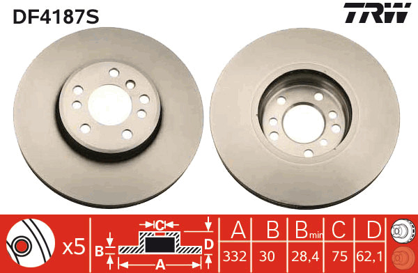Tarcza hamulcowa DF4187S TRW