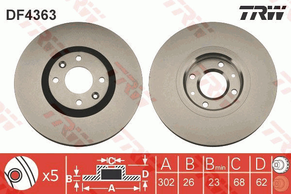 Tarcza hamulcowa DF4363 TRW