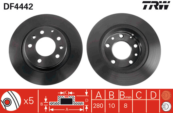 Tarcza hamulcowa DF4442 TRW