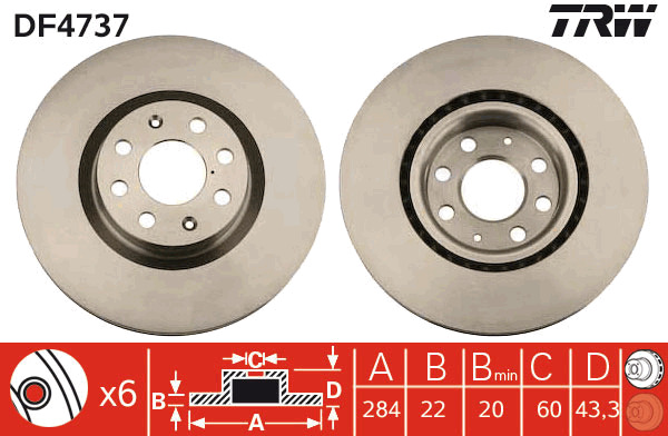 Tarcza hamulcowa DF4737 TRW