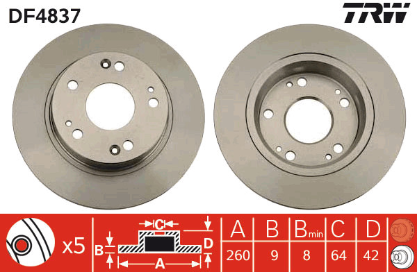 Tarcza hamulcowa DF4837 TRW