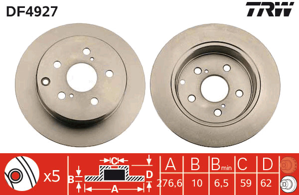 Tarcza hamulcowa DF4927 TRW