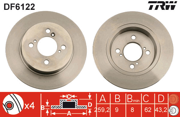 Tarcza hamulcowa DF6122 TRW