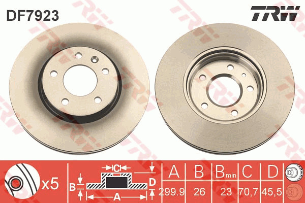 Tarcza hamulcowa DF7923 TRW
