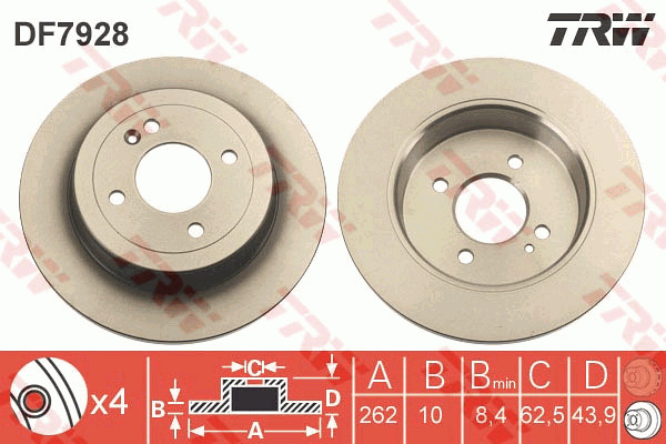 Tarcza hamulcowa DF7928 TRW
