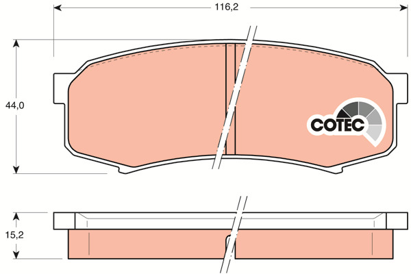 Klocki hamulcowe - komplet, COTEC GDB1182 TRW