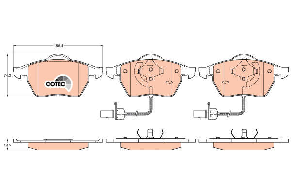Klocki hamulcowe - komplet, COTEC GDB1307 TRW