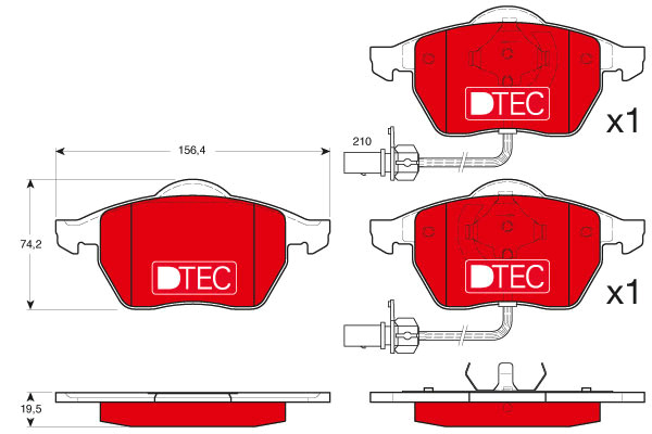 Klocki hamulcowe - komplet, DTEC COTEC GDB1307DTE TRW