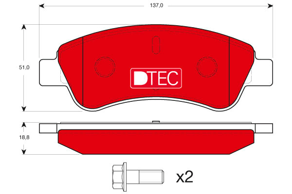 Klocki hamulcowe - komplet, DTEC COTEC GDB1463DTE TRW