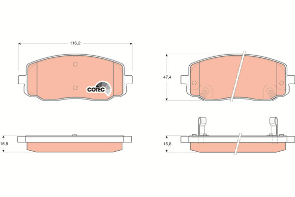 Klocki hamulcowe - komplet, COTEC GDB3369 TRW