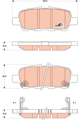 Klocki hamulcowe - komplet, COTEC GDB3508 TRW