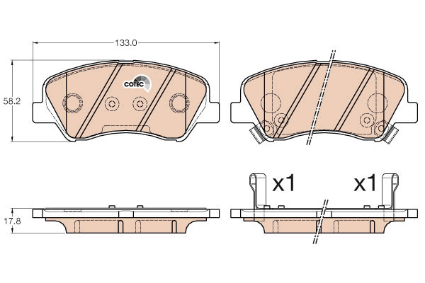Klocki hamulcowe - komplet, COTEC GDB3548 TRW