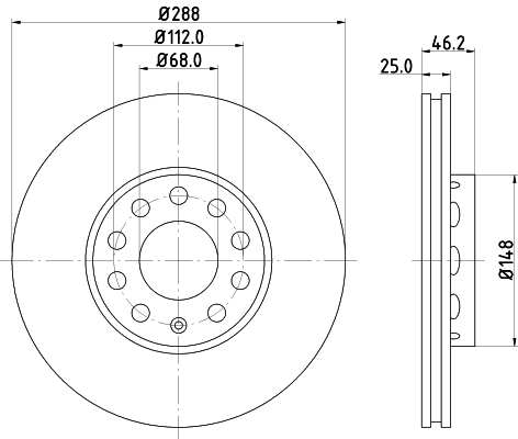 Tarcza hamulcowa, PRO High Carbon 8DD 355 127-081 HELLA