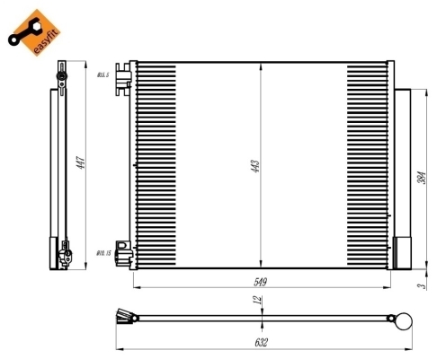 Chłodnica klimatyzacji - skraplacz, EASY FIT 350393 NRF