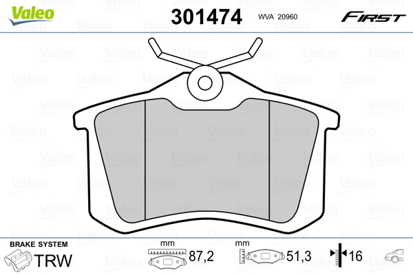 Klocki hamulcowe - komplet, FIRST 301474 VALEO