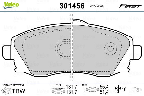 Klocki hamulcowe - komplet, FIRST 301456 VALEO