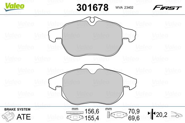 Klocki hamulcowe - komplet, FIRST 301678 VALEO