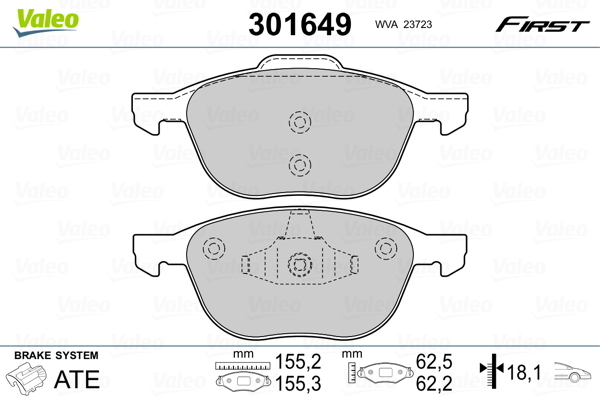Klocki hamulcowe - komplet, FIRST 301649 VALEO