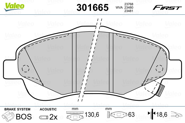 Klocki hamulcowe - komplet, FIRST 301665 VALEO