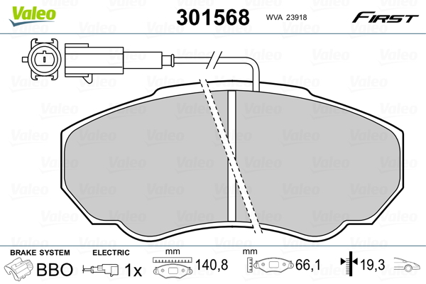 Klocki hamulcowe - komplet, FIRST 301568 VALEO
