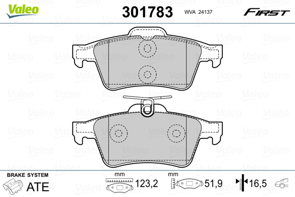 Klocki hamulcowe - komplet, FIRST 301783 VALEO