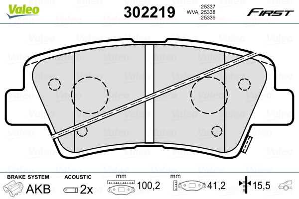 Klocki hamulcowe - komplet, FIRST 302219 VALEO