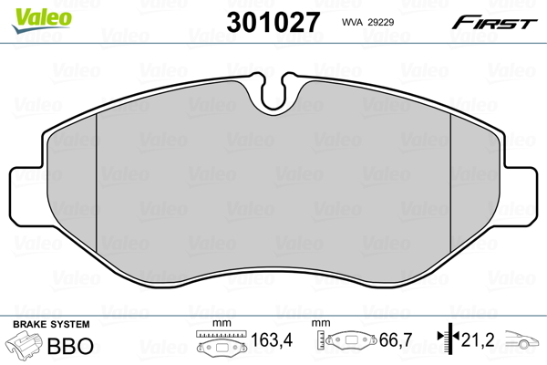 Klocki hamulcowe - komplet, FIRST 301027 VALEO