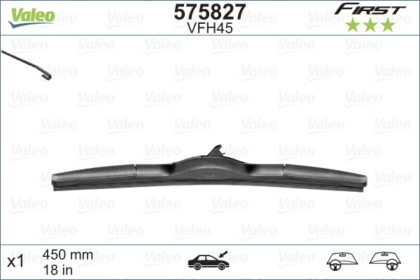 Pióro wycieraczki, FIRST HYBRID 575827 VALEO