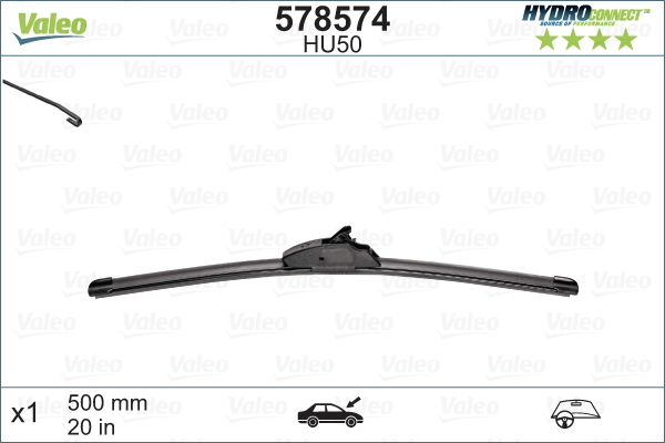Pióro wycieraczki, HYDROCONNECT 578574 VALEO