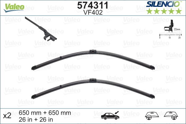 Pióro wycieraczki, SILENCIO FLAT BLADE SET 574311 VALEO