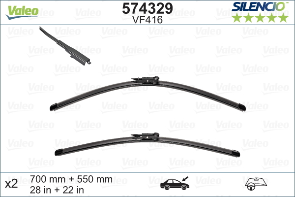 Pióro wycieraczki, SILENCIO FLAT BLADE SET 574329 VALEO
