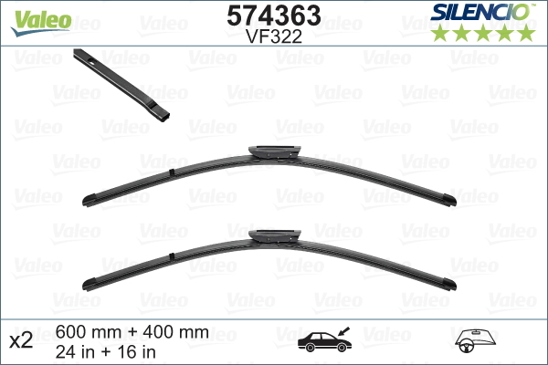 Pióro wycieraczki, SILENCIO FLAT BLADE SET 574363 VALEO