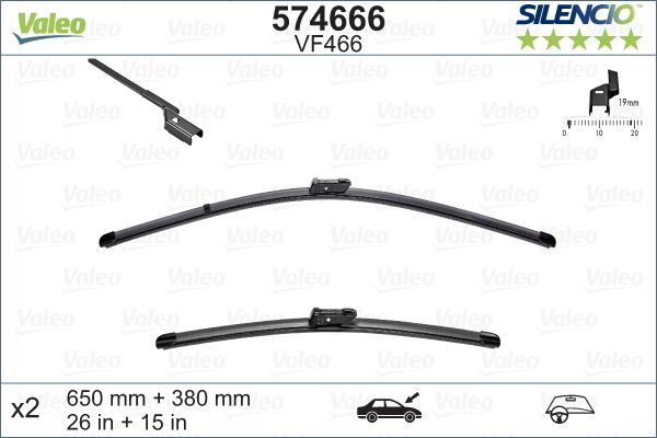 Pióro wycieraczki, SILENCIO FLAT BLADE SET 574666 VALEO