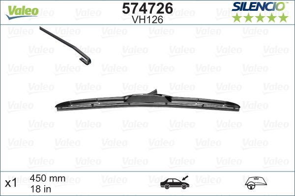 Pióro wycieraczki, SILENCIO HYBRID SINGLE 574726 VALEO