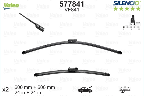 Pióro wycieraczki, SILENCIO FLAT BLADE SET 577841 VALEO