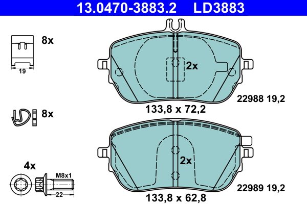 KLOCKI HAM. DB P. C118/X118/W177/W247 1,3-2,0 D 18- CERAMIC 13.0470-3883.2 ATE
