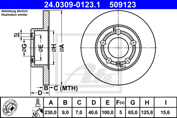 Tarcza hamulcowa, PowerDisc 24.0309-0123.1 ATE