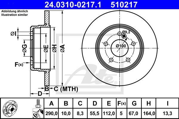 Tarcza hamulcowa, PowerDisc 24.0310-0217.1 ATE
