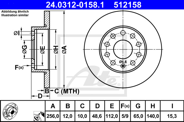 Tarcza hamulcowa, PowerDisc 24.0312-0158.1 ATE