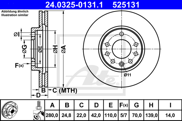 Tarcza hamulcowa, PowerDisc 24.0325-0131.1 ATE
