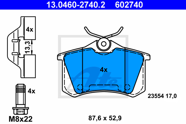Klocki hamulcowe - komplet 13.0460-2740.2 ATE