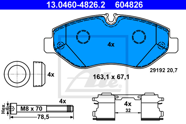Klocki hamulcowe - komplet 13.0460-4826.2 ATE