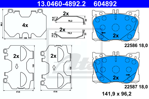 Klocki hamulcowe - komplet 13.0460-4892.2 ATE