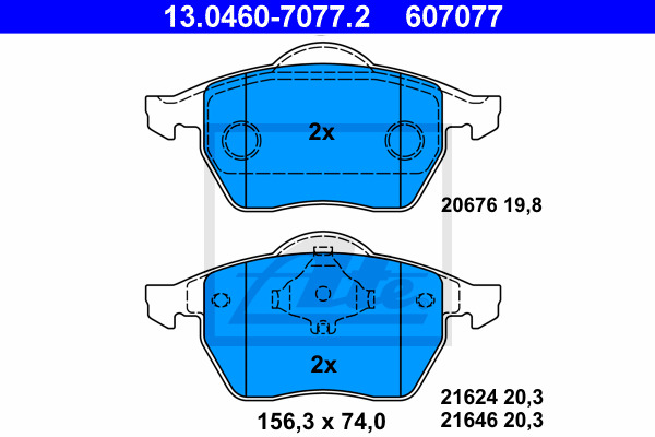 Klocki hamulcowe - komplet 13.0460-7077.2 ATE