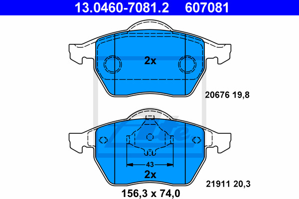 Klocki hamulcowe - komplet 13.0460-7081.2 ATE