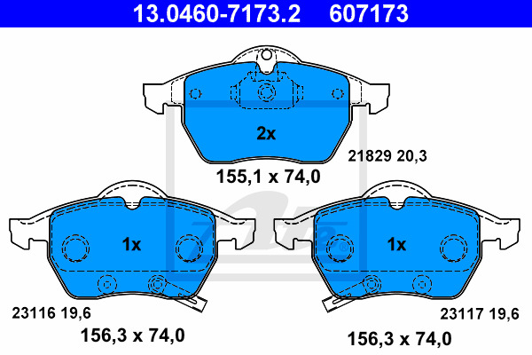 Klocki hamulcowe - komplet 13.0460-7173.2 ATE