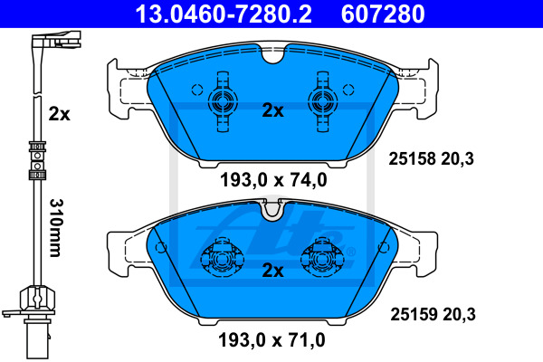 Klocki hamulcowe - komplet 13.0460-7280.2 ATE