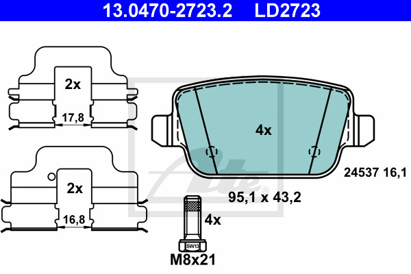 Klocki hamulcowe - komplet, ATE Ceramic 13.0470-2723.2 ATE